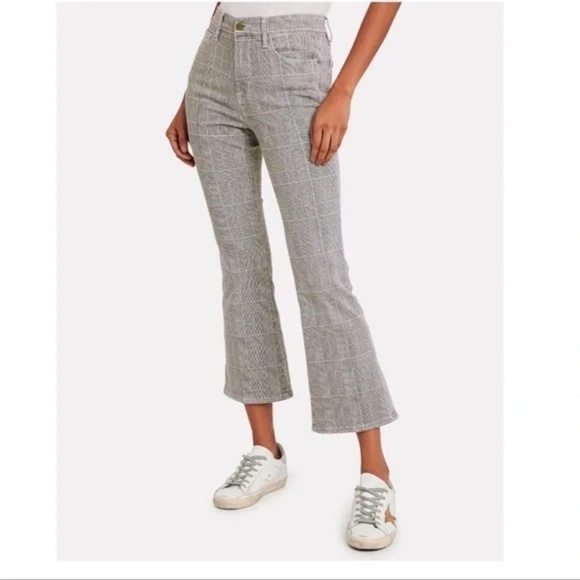 Frame Pants Womens Size 26 Le Crop Mini Boot Glen Plaid Gray - Picture 15 of 15